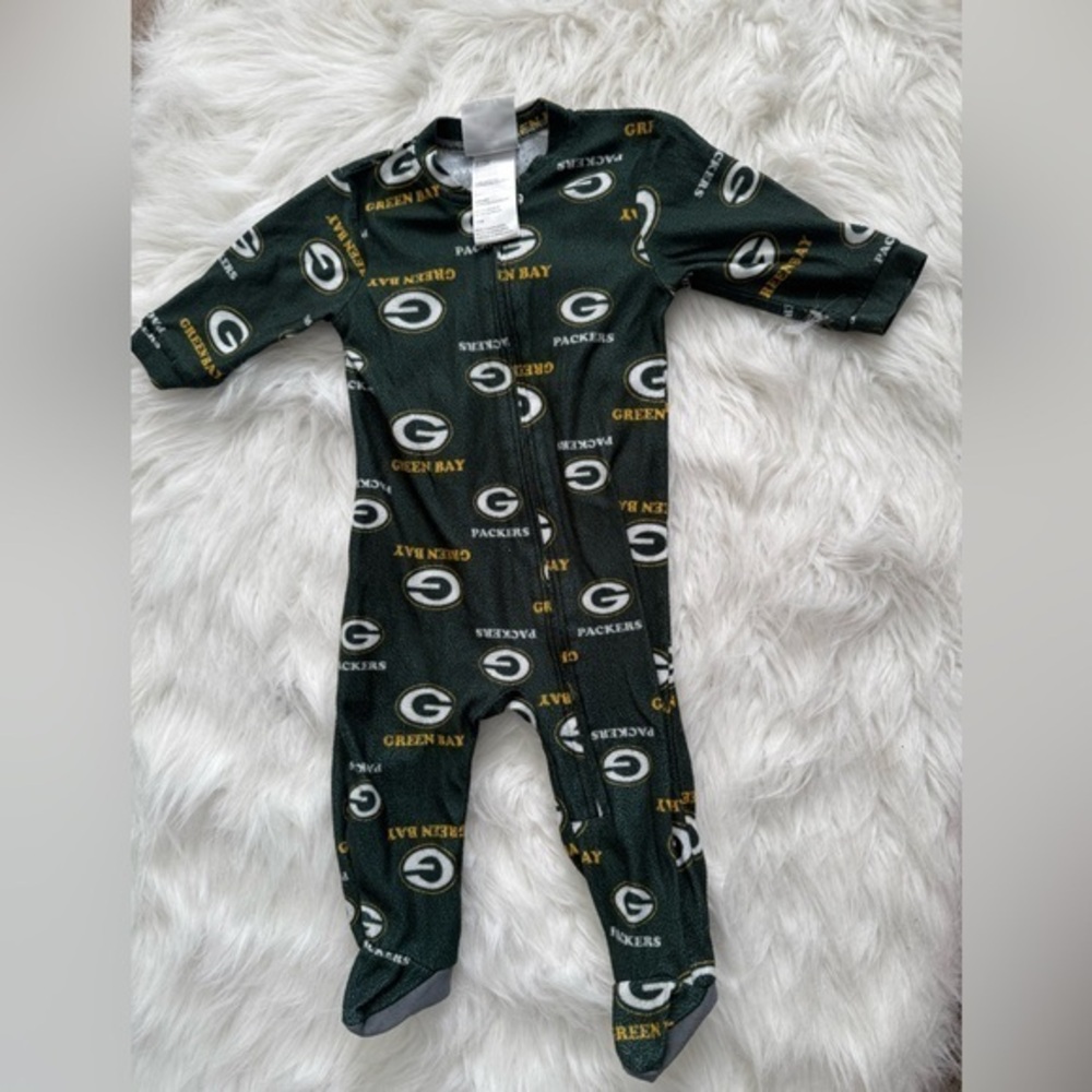 NFL Green Bay Packers Kids Footie Pajamas - Green and Gold - Picture 1 of 4